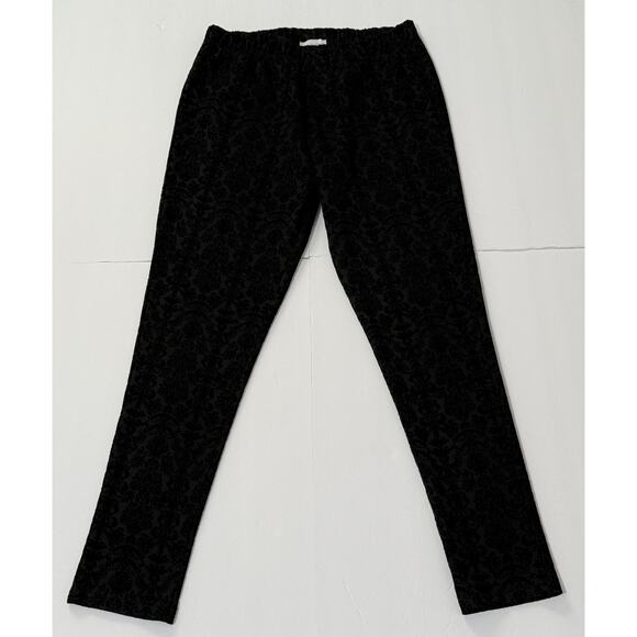 Soft Surroundings Damask Black Velvet Pull-On Pants, Size M - Picture 1 of 6